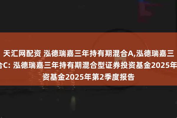 天汇网配资 泓德瑞嘉三年持有期混合A,泓德瑞嘉三年持有期混合C: 泓德瑞嘉三年持有期混合型证券投资基金2025年第2季度报告